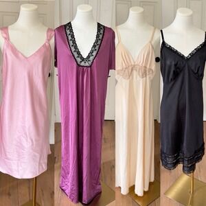 Vintage Satin Nylon Nightgown Mixed Lot Pieces Henson Sears 4 Repair TLC M/38